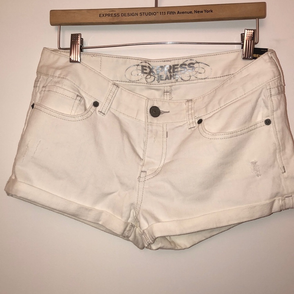 White denim shorts